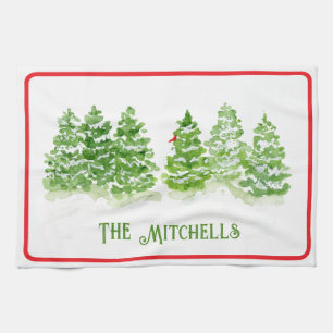 Handgemalte Winterbaumen PERSONALISIEREN NAME Geschirrtuch