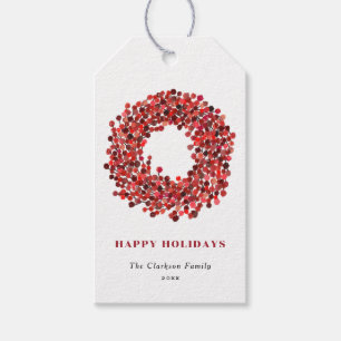 Handgemalte Winterberry Wreath Happy Holidays Geschenkanhänger