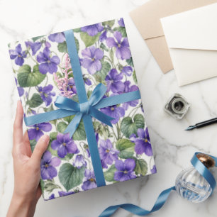Handgemalte zarte violette Botanicals Geschenkpapier