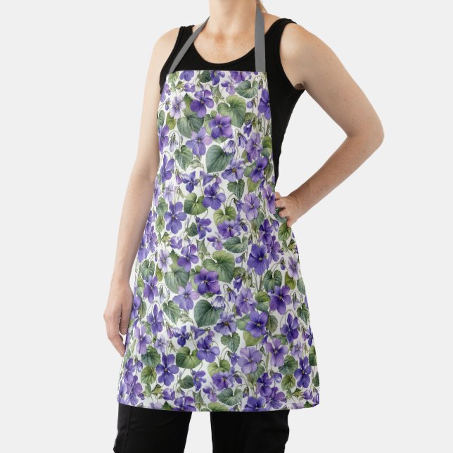 Handgemalte zarte violette Botanik Schürze (InSitu)