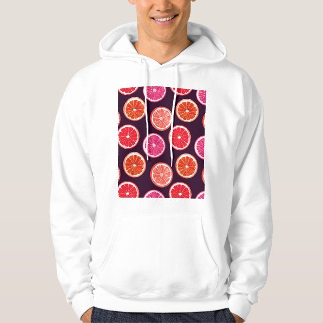 Handgemalte Zitrusfrüchte, dunkles Muster Hoodie (Vorderseite)