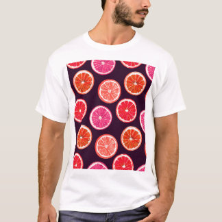 Handgemalte Zitrusfrüchte, dunkles Muster T-Shirt