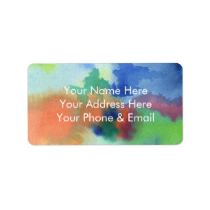 Handgemalter abstrakter Watercolor-blaues orange Adressaufkleber