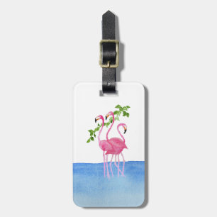 Handgemalter Flamingo des eleganten rosa Aquarells Gepäckanhänger