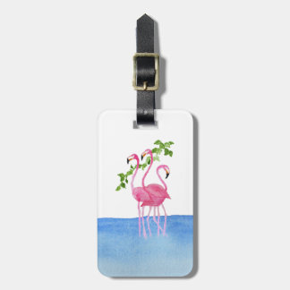 Handgemalter Flamingo des eleganten rosa Aquarells Gepäckanhänger
