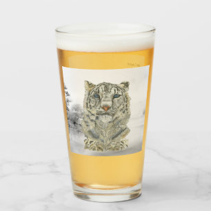 Handgemalter gefährdeter Schneeleopard Glas