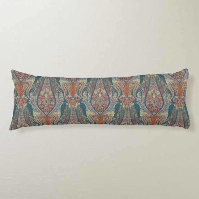 Handgemalter Kaschmir Paisley Stammes- Boho Chic Seitenschläferkissen (Vorderseite)