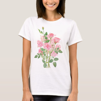 handgemalter rosa Rosenstrauß T-Shirt
