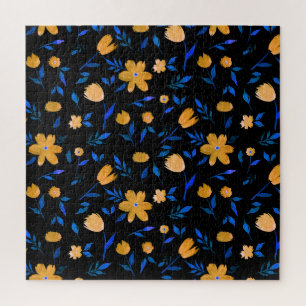 Handgemaltes Aquarell-Blumen- und Blätter-Muster.