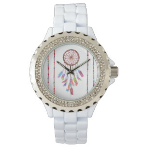 Handgemaltes Aquarell Dreamcatcher bördelt Feder Armbanduhr