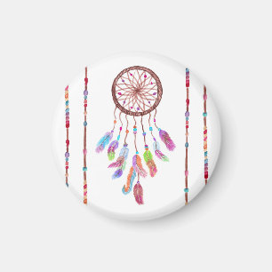 Handgemaltes Aquarell Dreamcatcher bördelt Feder Magnet