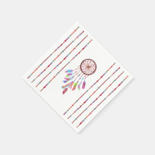 Handgemaltes Aquarell Dreamcatcher bördelt Feder Serviette