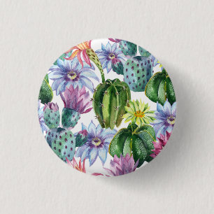 Handgemaltes Aquarell-Kaktus-Muster Button