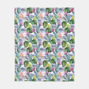 Handgemaltes Aquarell-Kaktus-Muster Fleecedecke
