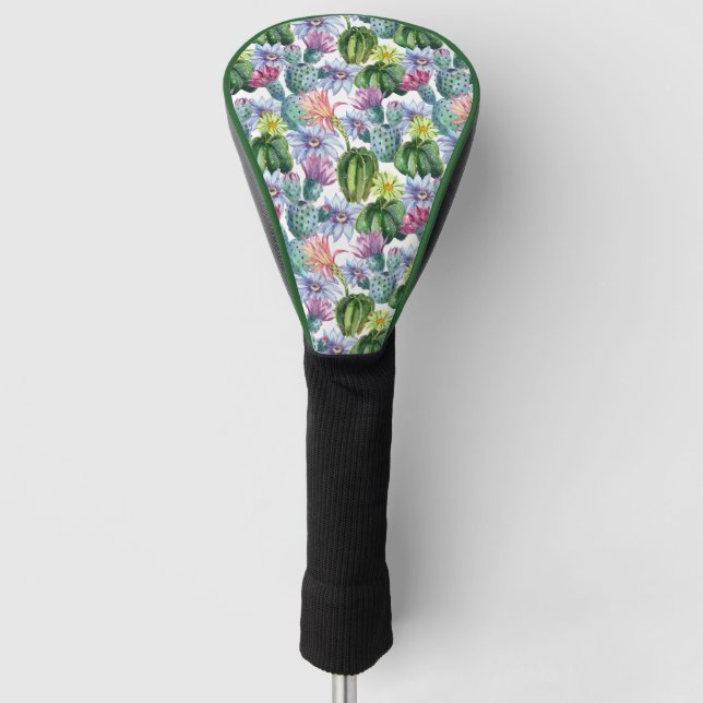 Handgemaltes Aquarell-Kaktus-Muster Golf Headcover (Vorderseite)