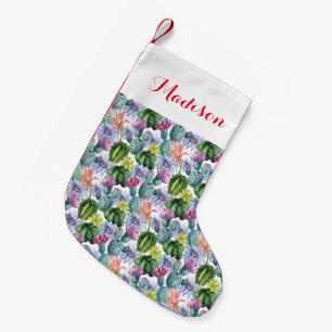 Handgemaltes Aquarell-Kaktus-Muster Kleiner Weihnachtsstrumpf