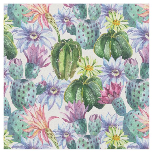 Handgemaltes Aquarell-Kaktus-Muster Stoff (Nahaufnahme)
