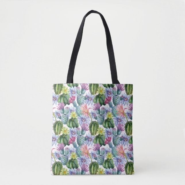 Handgemaltes Aquarell-Kaktus-Muster Tasche (Vorderseite)