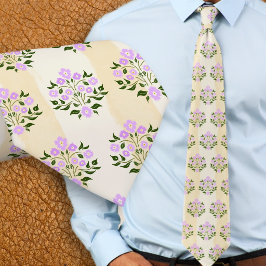 Handgemaltes Blumen-Lavendel-Astor-Bouquet-Muster Krawatte