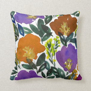 handgemaltes Blumenkissen des Watercolor Kissen