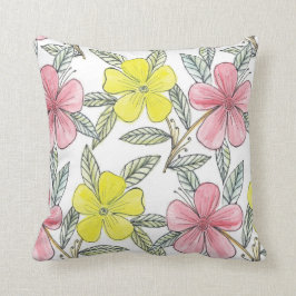 handgemaltes Blumenkissen des Watercolor Kissen