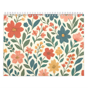 Handgemaltes Blumenmuster – Farbige Botanik Kalender