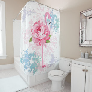 Handgemaltes Flamingo-Design Duschvorhang