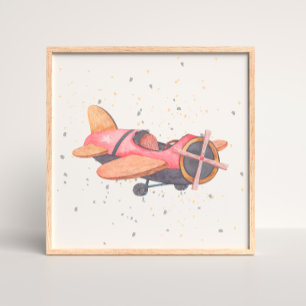 Handgemaltes Flugzeug Poster für das Kinderzimmer 