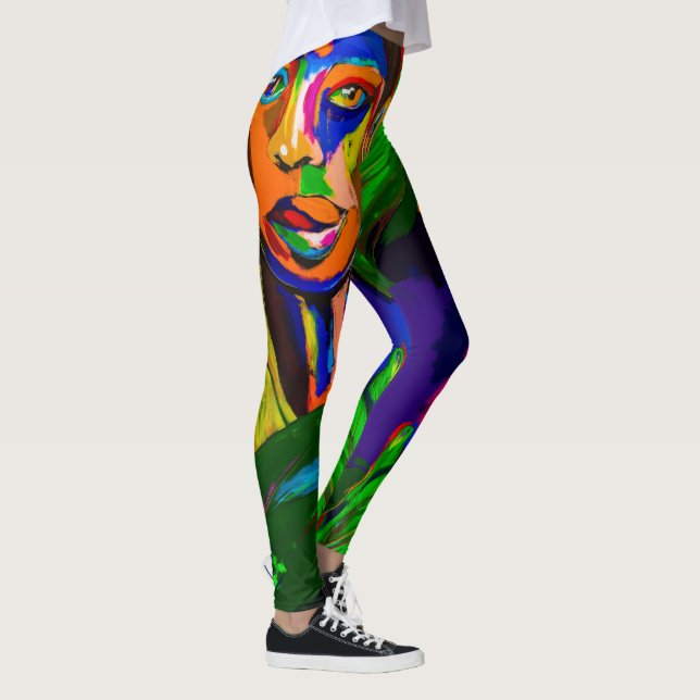Handgemaltes Frauen-Gesichts-exotische Leggings (Rechts)