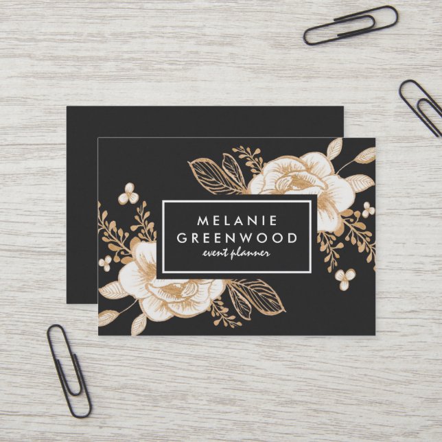 Handgemaltes Gold gemalte Blumen-Geschäfts-Karte Visitenkarte (Vorderseite/Rückseite Beispiel)