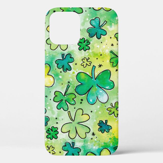 Handgemaltes Kleeblatt mit Wasserfarben Case-Mate iPhone Hülle (Rückseite)