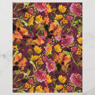 Handgemaltes Tinten-Blumen Papierblatt