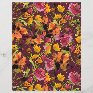 Handgemaltes Tinten-Blumen Papierblatt