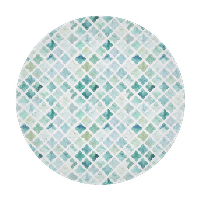 Handgemaltes Türkis-Muster Schneidebrett (Vorderseite)