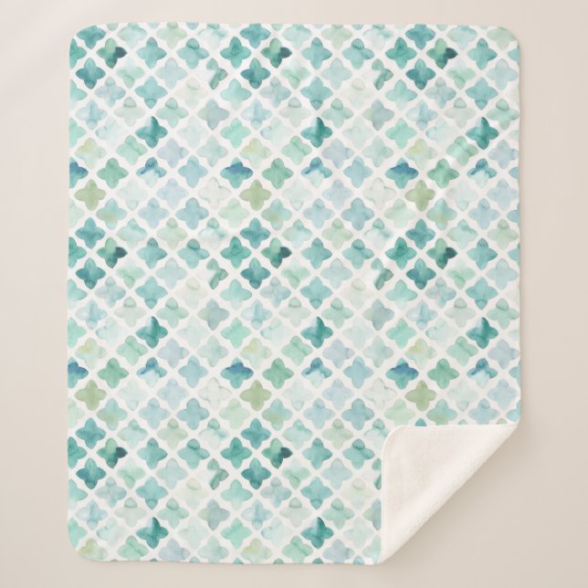 Handgemaltes Türkis-Muster Sherpadecke (Vorderseite)