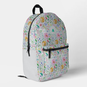 Handgemaltes Wasserfarben-Blumenmuster Bedruckter Rucksack