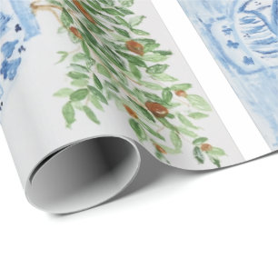 Handgemälzter Ginger Jar Orange Baum Geschenkpapier