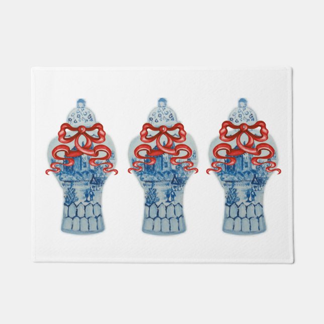 Handgemälzter, weißer Ginger Jar Rug Doormat Fußmatte (Vorderseite)