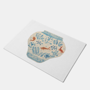 Handgemälzter, weißer Ginger Jar Rug Doormat Fußmatte