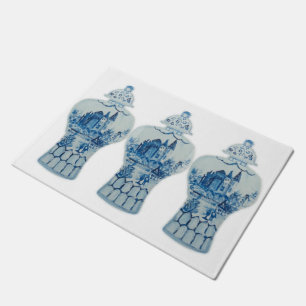 Handgemälzter, weißer Ginger Jar Rug Doormat Fußmatte