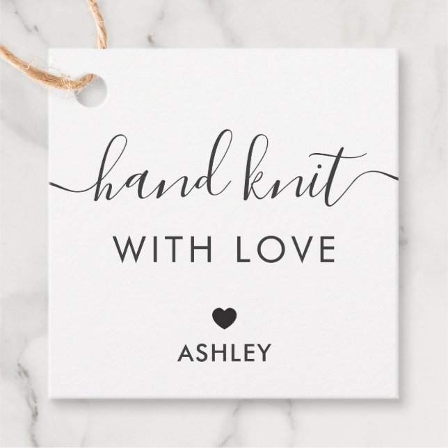 Handgepackter Strick mit Liebe, handgemachte Gesch Geschenkanhänger (Vorderseite)