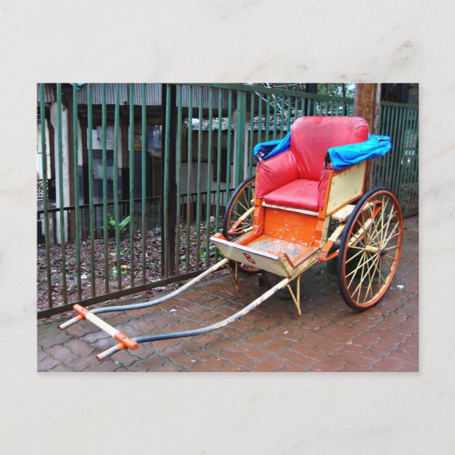 Handgepulste Rickshaw in Kalkutta (Indien) Postkarte (Vorderseite)