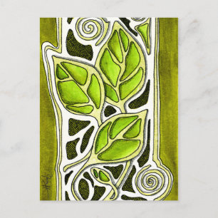 Handgeschnitzte Blätter in Grün Postkarte
