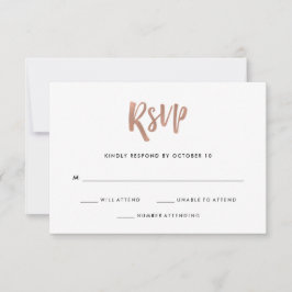 Handgeschrieben und modern | Imitats Rose Gold Wed RSVP Karte