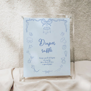Handgeschriebene Babyparty, Jungenwindel-Raffle Poster