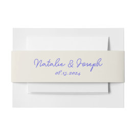 Handgeschriebene blaue Retro Whimsical Trendy Wedd Einladungsbanderole