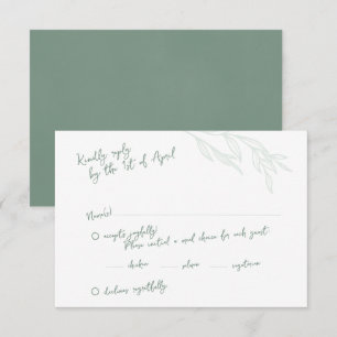 Handgeschriebene botanische grüne RSVP-Karten