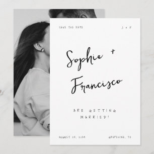 Handgeschriebene Braut und Bräutigame Französische Save The Date