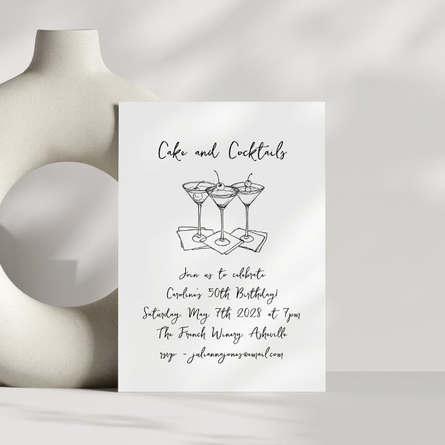 Handgeschriebene Cakes Cocktails Doodles Geburtsta Einladung (Von Creator hochgeladen)