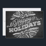 Handgeschriebene Chalkboard Happy Holidays 12x18 C Feiertagskarte<br><div class="desc">Holiday greetings (here "Happy Holidays") are displayed on this unique and trendy chalkboard style Christmas card. The handwritten typography looks like chalk on blackboard, the chalky Christmas bildliche Elemente (pine Zweige, berries) are arranged in a decorative circle pattern. You can customize the back with your own names and message. With...</div>
